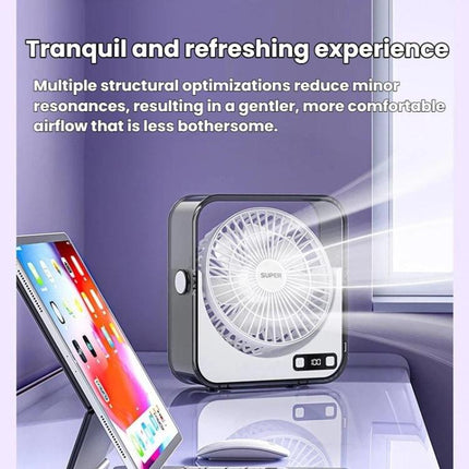 F2 Desktop Quiet Fan With 100-Speed Stepless Speed Control Smart Digital Display Fan With Light