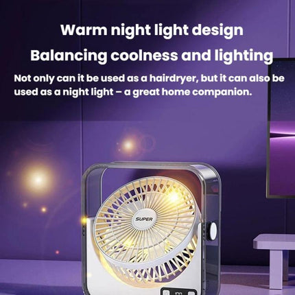 F2 Desktop Quiet Fan With 100-Speed Stepless Speed Control Smart Digital Display Fan With Light