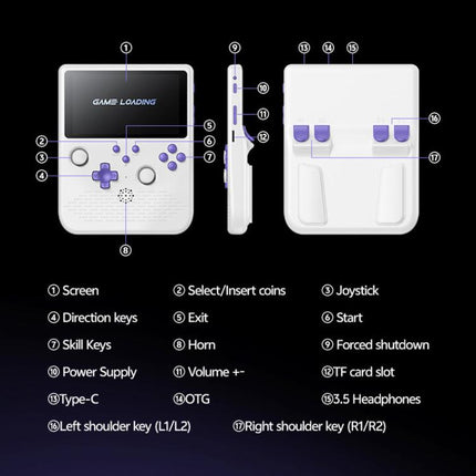 H5 5 Inch IPS HD Handheld Game Console With RGB Ambient Light Retro Mini Arcade, Portable Game Machine, Black Body Grey Key 64G, White Body Purple Key 64G, Black Body Purple Key 64G, White Body White Key 64G, Black Body Grey Key 128G                   ...