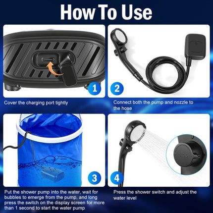 Outdoor Electric Shower Head Portable Electric Shower Washer For Home & Camping