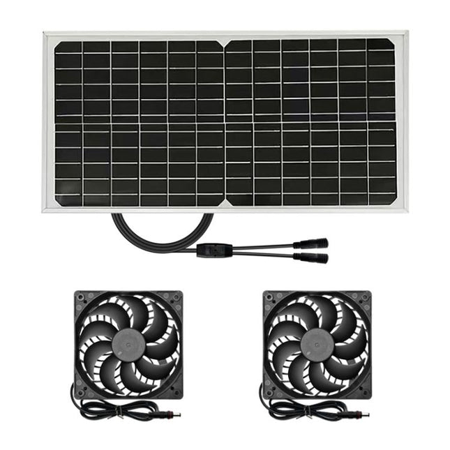 15W Solar Panel With Dual Fans Outdoor BBQ Exhaust Fan