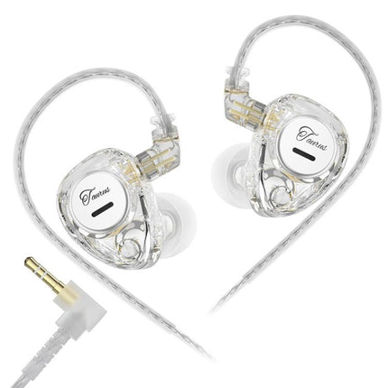 KZ Taurus 3.5mm Horizontal Dual Dynamic Driver Structure HiFi Quality 1.2m Wired Earphone, Transparent Standard, Transparent With Mic, Transparent Black, Transparent Black With Mic, White Standard, White With Mic