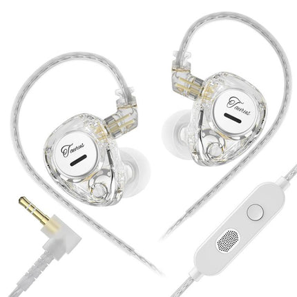 KZ Taurus 3.5mm Horizontal Dual Dynamic Driver Structure HiFi Quality 1.2m Wired Earphone, Transparent Standard, Transparent With Mic, Transparent Black, Transparent Black With Mic, White Standard, White With Mic