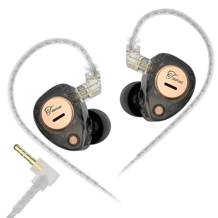 KZ Taurus 3.5mm Horizontal Dual Dynamic Driver Structure HiFi Quality 1.2m Wired Earphone, Transparent Standard, Transparent With Mic, Transparent Black, Transparent Black With Mic, White Standard, White With Mic