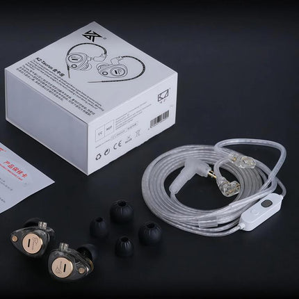 KZ Taurus 3.5mm Horizontal Dual Dynamic Driver Structure HiFi Quality 1.2m Wired Earphone, Transparent Standard, Transparent With Mic, Transparent Black, Transparent Black With Mic, White Standard, White With Mic