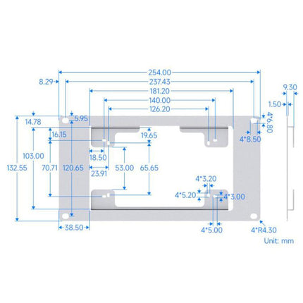 HomeRack 7 Inch DSI Display Mounting Panel, 3U Mounting Space, Compatible With Official Raspberry Pi 7inch Touch Displays, Waveshare 34390