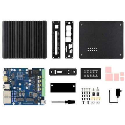 Waveshare 34252 CM5 Gigabit/2.5G Dual Ethernet Multi-Function Expansion Board Supports RS485 Industrial Communication, 4G / 5G Module And 4K Display Output, EU Plug, UK Plug, US Plug