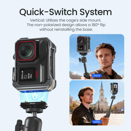 For Insta360 Ace Pro 2 / Ace Pro AMagisn Metal Camera Cage 2.0 With Quick-Switch Vertical/Horizontal Shooting, Cold Shoe Mount