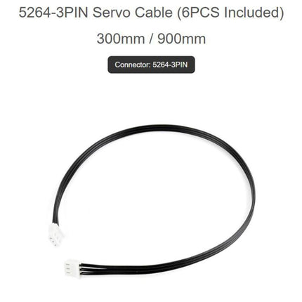 Waveshare 5264-3PIN Servo Cable Compatible With ST / SC / CF Series Servos, 6pcs 300mm, 6pcs 900mm, 3pcs 300mm + 3pcs 900mm