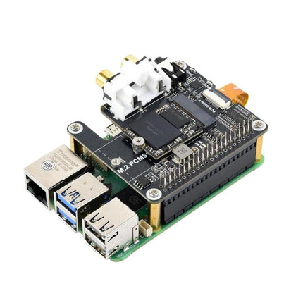 For Raspberry Pi 5 PCIe To M.2 HAT With I2S Audio Extension Supports NVMe Protocol Solid State Drive, Waveshare 34170