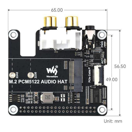 For Raspberry Pi 5 PCIe To M.2 HAT With I2S Audio Extension Supports NVMe Protocol Solid State Drive, Waveshare 34170