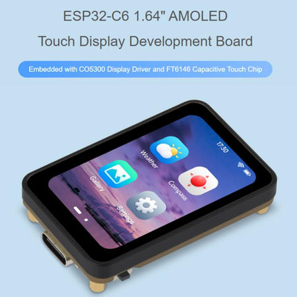 Waveshare ESP32-C6 1.64 Inch AMOLED Touch Display Development Board, 280 X 456 Resolution, Supports Wi-Fi 6 And BLE 5, Not Welded, Welded