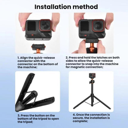 For Insta360 Ace Pro / 2 / X5 Flymile Quick-Release Selfie Extension Pole Tripod