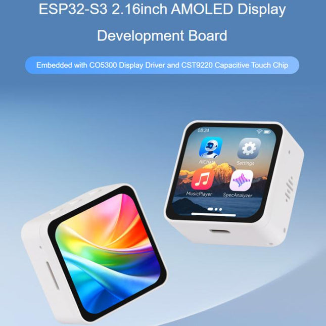 Waveshare 33970 ESP32-S3 2.16 Inch AMOLED Display Development Board, Supports Dual Microphones, 2.4GHz Wi-Fi And BLE 5, 33970
