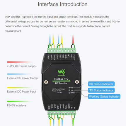Industrial 4-Ch DC Monitoring Module, 16-Bit High-Precision Acquisition, Supports Voltage And Current Measurement, Modbus RTU Protocol, 33931