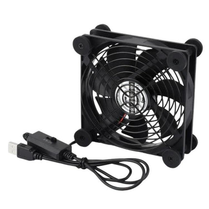 Waveshare 34398 USB 5V 120mm Quiet Cooling Fan, 3-Speed Adjustable, PWM Control, High Airflow, Anti-Vibration Design, Single, Double