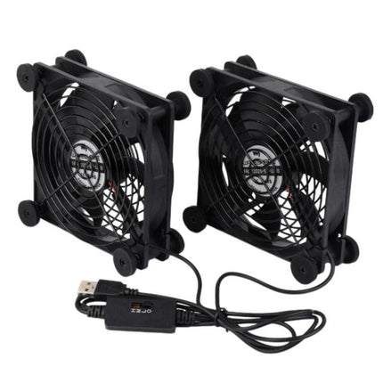 Waveshare 34398 USB 5V 120mm Quiet Cooling Fan, 3-Speed Adjustable, PWM Control, High Airflow, Anti-Vibration Design, Single, Double