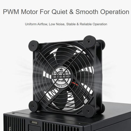 Waveshare 34398 USB 5V 120mm Quiet Cooling Fan, 3-Speed Adjustable, PWM Control, High Airflow, Anti-Vibration Design, Single, Double