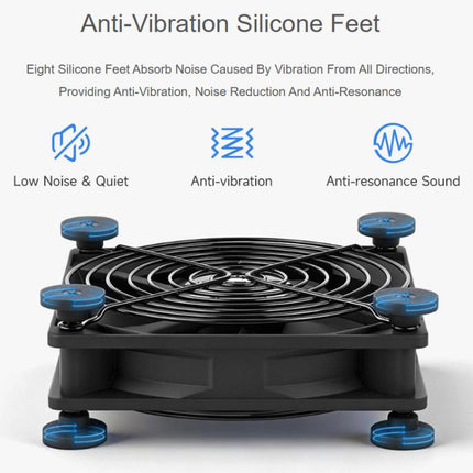 Waveshare 34398 USB 5V 120mm Quiet Cooling Fan, 3-Speed Adjustable, PWM Control, High Airflow, Anti-Vibration Design, Single, Double