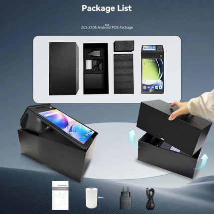 Z108 Android Handheld POS Cash Register, Dual-Screen Touch Scanning Payment Device For Supermarket & Restaurant, 2.6 inch EU Plug, 3.9 inch EU Plug
