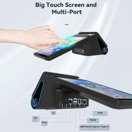 Z108 Android Handheld POS Cash Register, Dual-Screen Touch Scanning Payment Device For Supermarket & Restaurant, 2.6 inch EU Plug, 3.9 inch EU Plug
