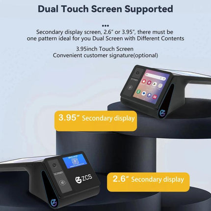 Z108 Android Handheld POS Cash Register, Dual-Screen Touch Scanning Payment Device For Supermarket & Restaurant, 2.6 inch EU Plug, 3.9 inch EU Plug