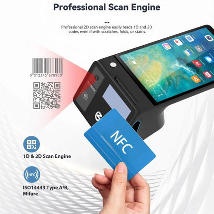 Z108 Android Handheld POS Cash Register, Dual-Screen Touch Scanning Payment Device For Supermarket & Restaurant, 2.6 inch EU Plug, 3.9 inch EU Plug