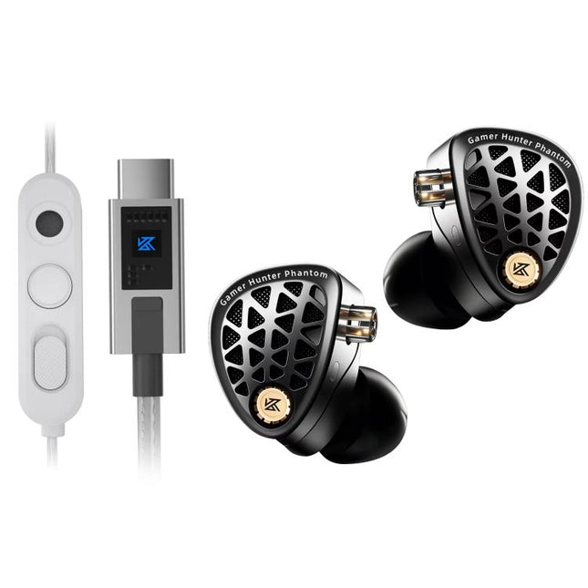 KZ Phantom Hi-Fi-grade Audio Gaming 1.2m Wired Earphones, 3.5mm Standard, 3.5mm With Mic, Type-C Sound Card