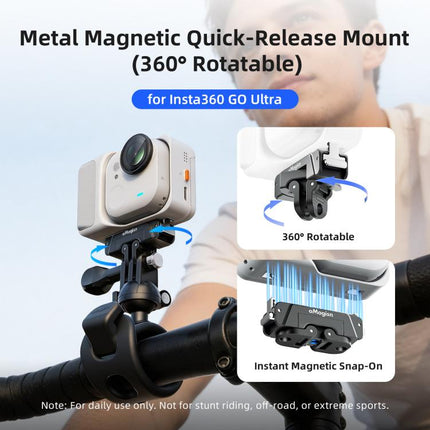 For Insta360 GO Ultra AMagisn 360-Degree Rotatable Metal Magnetic Quick-Release Mount With 1/4-Inch Thread And 2-Prong Base, For Insta360 GO Ultra
