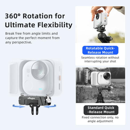 For Insta360 GO Ultra AMagisn 360-Degree Rotatable Metal Magnetic Quick-Release Mount With 1/4-Inch Thread And 2-Prong Base, For Insta360 GO Ultra