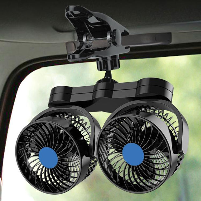 Mitchell Clip-On Stepless Speed Control Portable Dual-Head High-Power Car Fan, 4 inch 12V, 4 inch 24V, 4 inch 5V