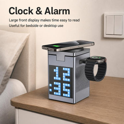 6-In-1 Magnetic Wireless Charging Station With Pixel Art Bluetooth Speaker Magnetic Fast Charger For Phone, IWatch, Eurbuds