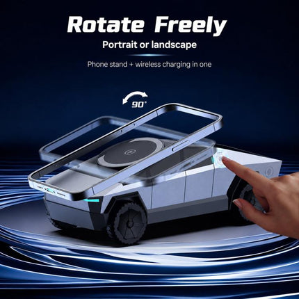 3-In-1 Magnetic Wireless Charging Station Cybertruck Shaped Fast Charging Dock Rotatable Charger Stand for Phone, iWatch, AirPods