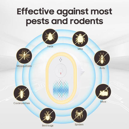 Intelligent Ultrasonic Mosquito Repellent Lamp, Household Silent Repeller For Mice, Insects & Cockroaches, US Plug