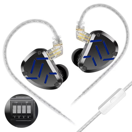 KZ-ZAT 1.2m Wired In-Ear Earhones With 1 Dynamic Driver and 8 Balanced Armature Drivers Hi-Fi Stage Monitoring Earbuds, Standard, With Mic