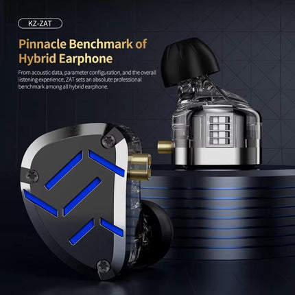KZ-ZAT 1.2m Wired In-Ear Earhones With 1 Dynamic Driver and 8 Balanced Armature Drivers Hi-Fi Stage Monitoring Earbuds, Standard, With Mic