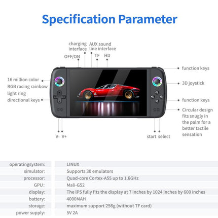 SJGAM M27 Handheld Gaming Console 7 Inch 3D Large Screen HD Portable Console, 64GB, 128GB, 256GB, 64GB+2pcs Game Controller, 128GB+2pcs Game Controller, 256GB+2pcs Game Controller