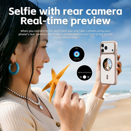 For iPhone 17 Pro Max 1.85 Inch HD Round Color Screen Phone Case, DIY Screen-Projection Smart Phone Case