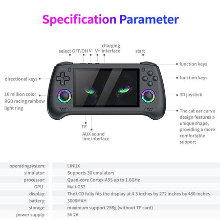 SJGAM M30 HD Retro Handheld Game Console 4.3 Inch RGB Joystick 3D Portable Arcade, 64GB, 128GB, 256GB