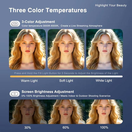 Smartphone Rear Wireless Screen Mirroring Device With Fill Light Outdoor Bluetooth Magnetic Selfie Display