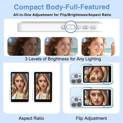 Smartphone Rear Wireless Screen Mirroring Device With Fill Light Outdoor Bluetooth Magnetic Selfie Display