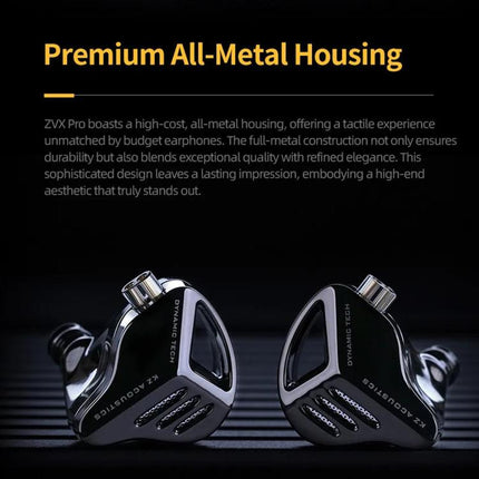KZ ZVX PRO Dynamic In-Ear 1.2m Wired Earphones Deep Bass Hi-Fi Monitoring Earbuds, Standard, With Mic