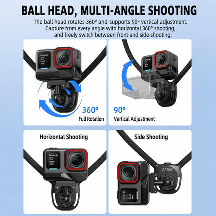 BRDRC POV Perspective Shot Quick-Release Neck Brace, For Insta360  Ace Pro 1 / 2, For Gopro