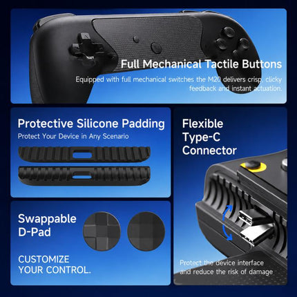 EasySMX M20 USB-C Mobile Gaming Controller with Hall Effect Sticks RoSync Rotating ABXY Layout 1000Hz Polling Rate, M20