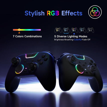 EasySMX X05Pro Wireless PC Gaming Controller Tri-Mode Hall Effect Gamepad with Dual-Stage Triggers & Silent Buttons for PC & Switch, Grey White, Black, White With Charging Dock, Black With Charging Dock