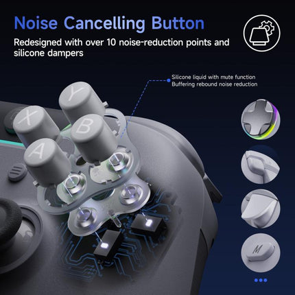 EasySMX X05Pro Wireless PC Gaming Controller Tri-Mode Hall Effect Gamepad with Dual-Stage Triggers & Silent Buttons for PC & Switch, Grey White, Black, White With Charging Dock, Black With Charging Dock