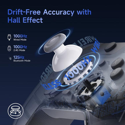 EasySMX X05Pro Wireless PC Gaming Controller Tri-Mode Hall Effect Gamepad with Dual-Stage Triggers & Silent Buttons for PC & Switch, Grey White, Black, White With Charging Dock, Black With Charging Dock