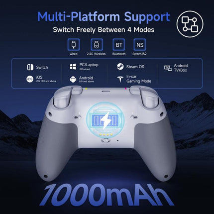 EasySMX X05Pro Wireless PC Gaming Controller Tri-Mode Hall Effect Gamepad with Dual-Stage Triggers & Silent Buttons for PC & Switch, Grey White, Black, White With Charging Dock, Black With Charging Dock