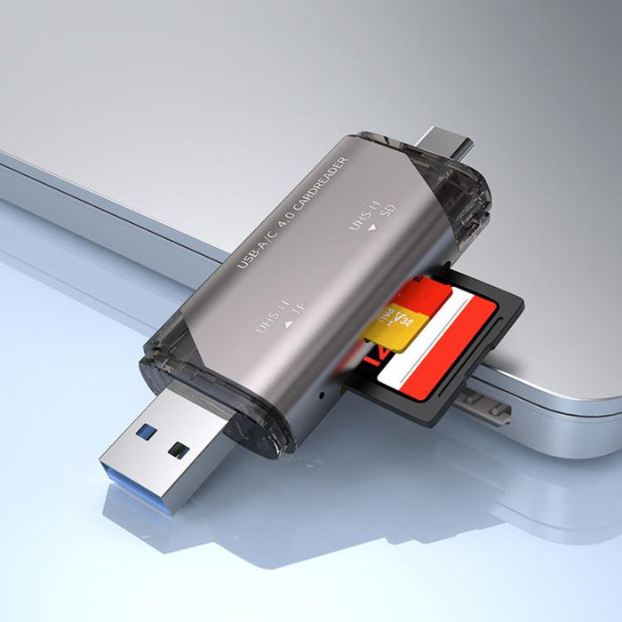 ADS-328 Type-C / USB 4.0 Dual-Port Universal Multi-Function SD / TF Memory Card USH-II High-Speed Card Reader, ADS-328