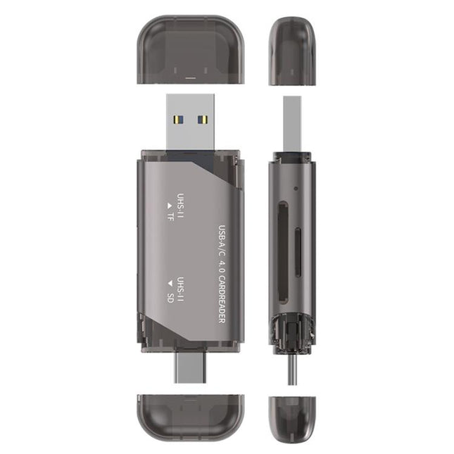 ADS-328 Type-C / USB 4.0 Dual-Port Universal Multi-Function SD / TF Memory Card USH-II High-Speed Card Reader, ADS-328